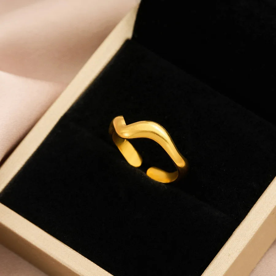 Gold Open Heart Stainless Steel Ring