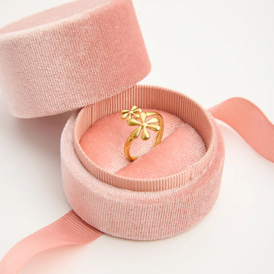 18K Gold Flower Adjustable Open Ring