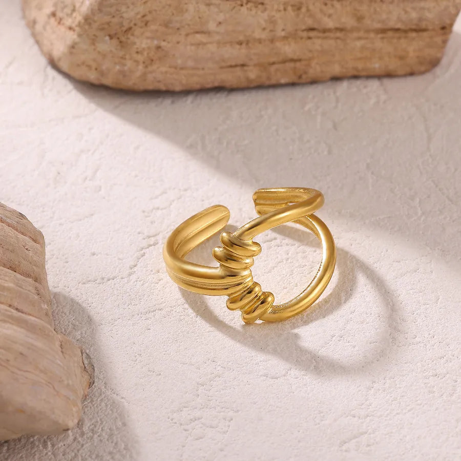 Retro Gold Zircon Flower Ring for Women Adjustable Opening G9098381