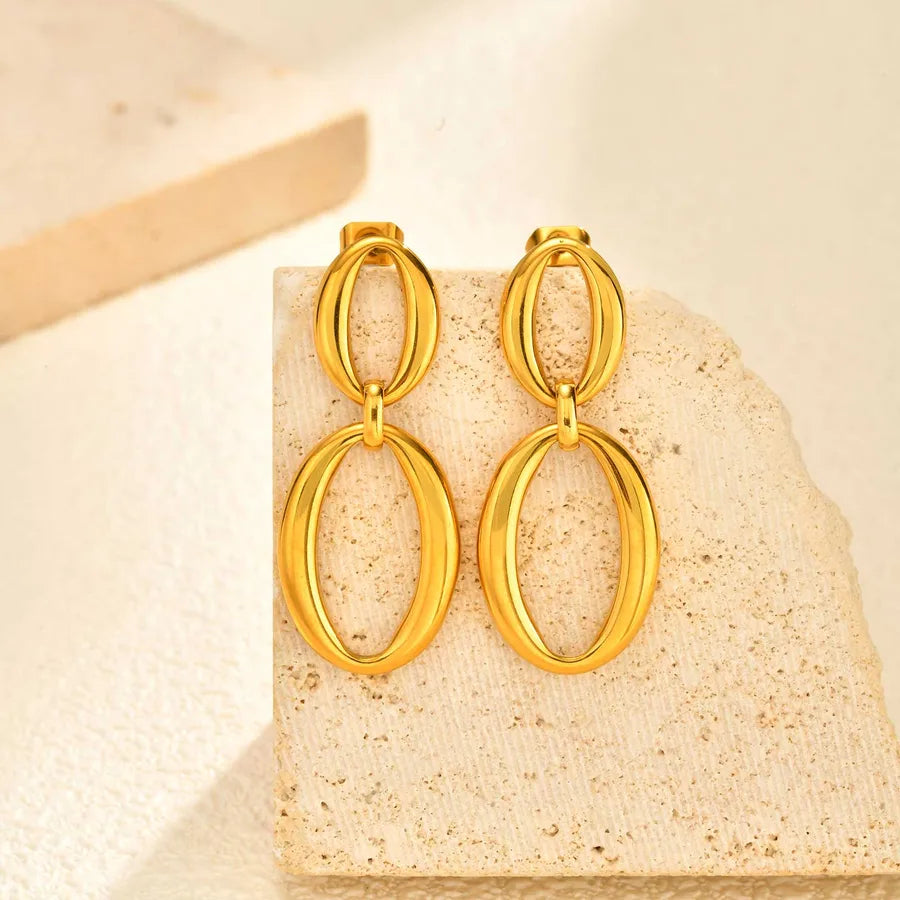 18K Gold Plated Geometric Stainless Steel Earrings