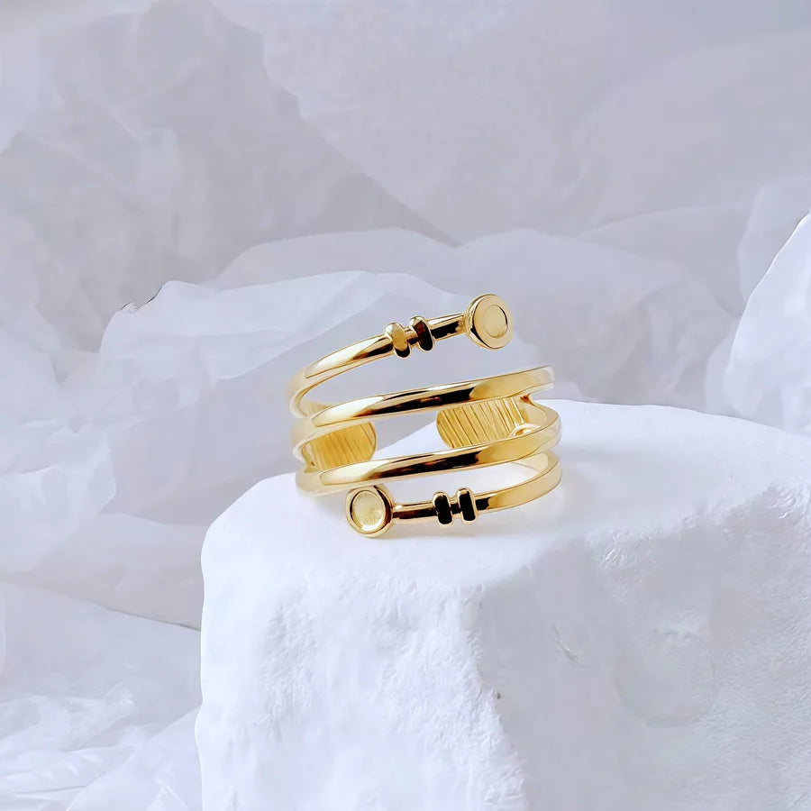 Gold Bamboo Titanium Steel Open Ring Adjustable Opening Golden Hydraulic J12