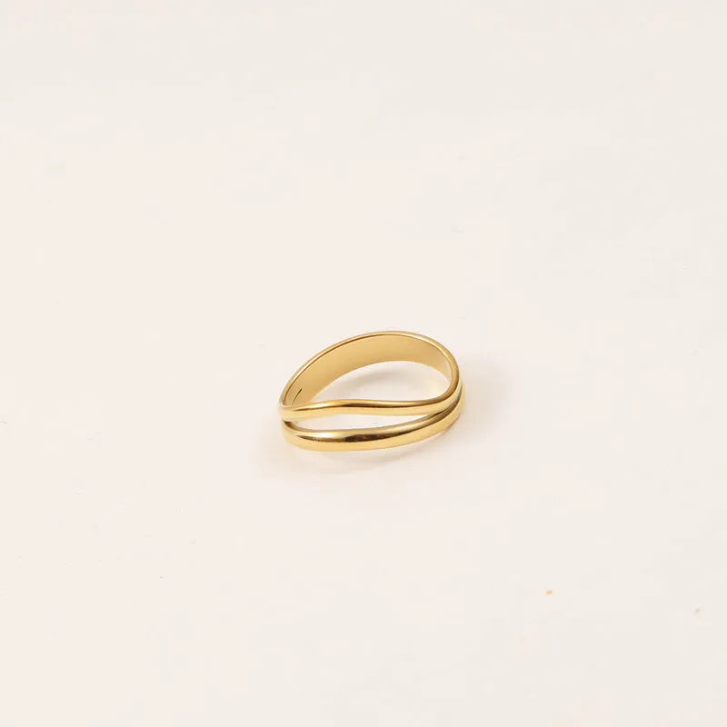 Gold Plated Geometric Titanium Steel Ring