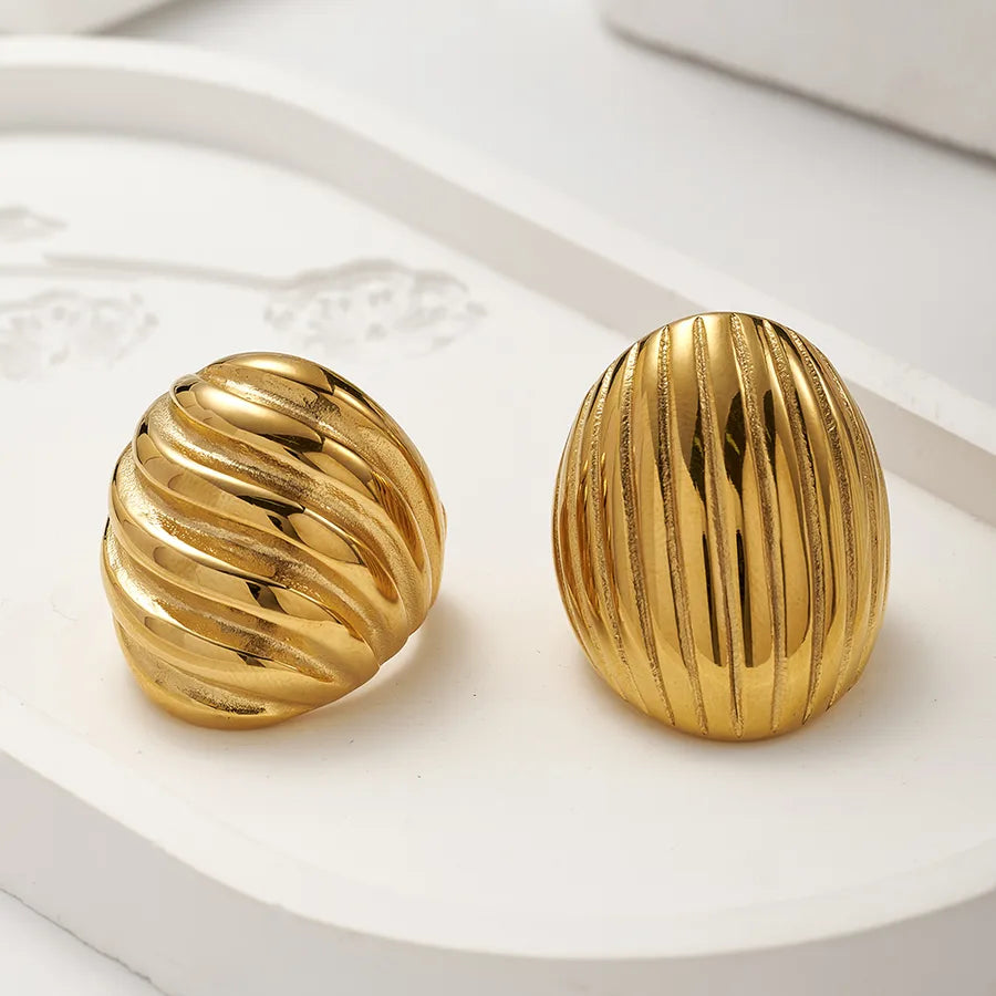 Gold Plated Stainless Steel Stripe Ring