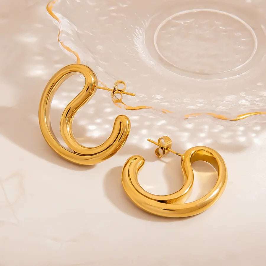 18K Gold Plated Waterdrop Stainless Steel Earrings