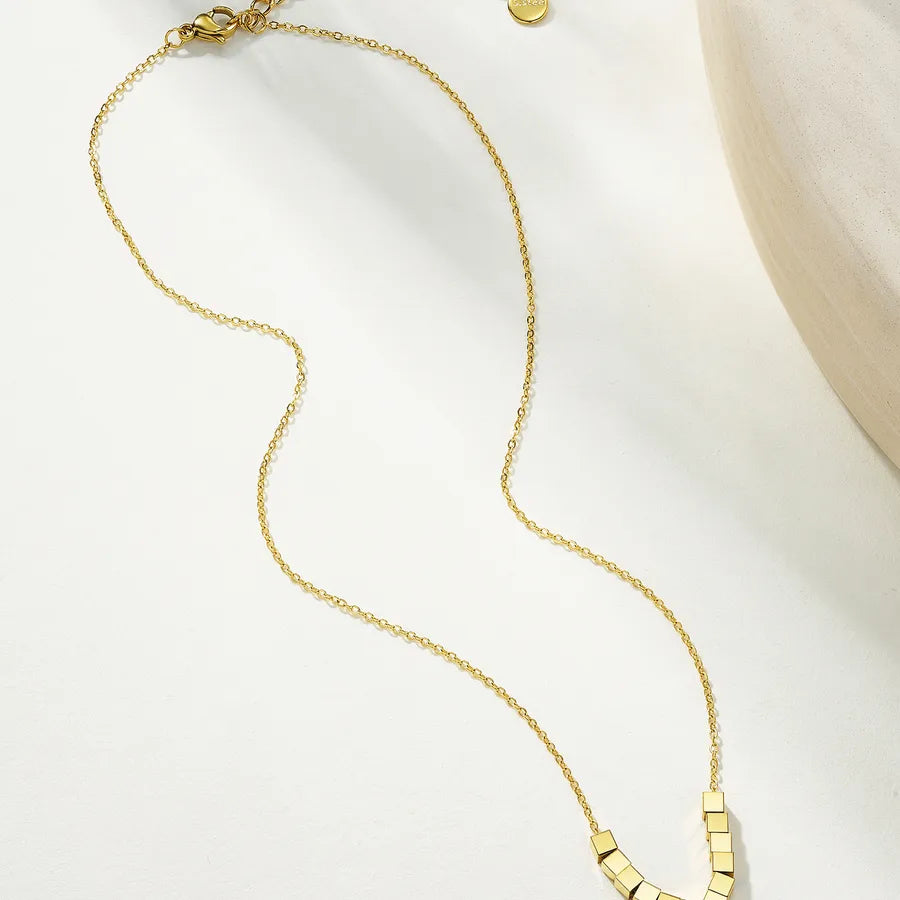 18K Gold Plated Geometric Gourd Necklace Average Size Gold XL15208