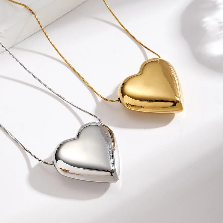 18K Gold Heart Pendant Necklace – Stainless Steel