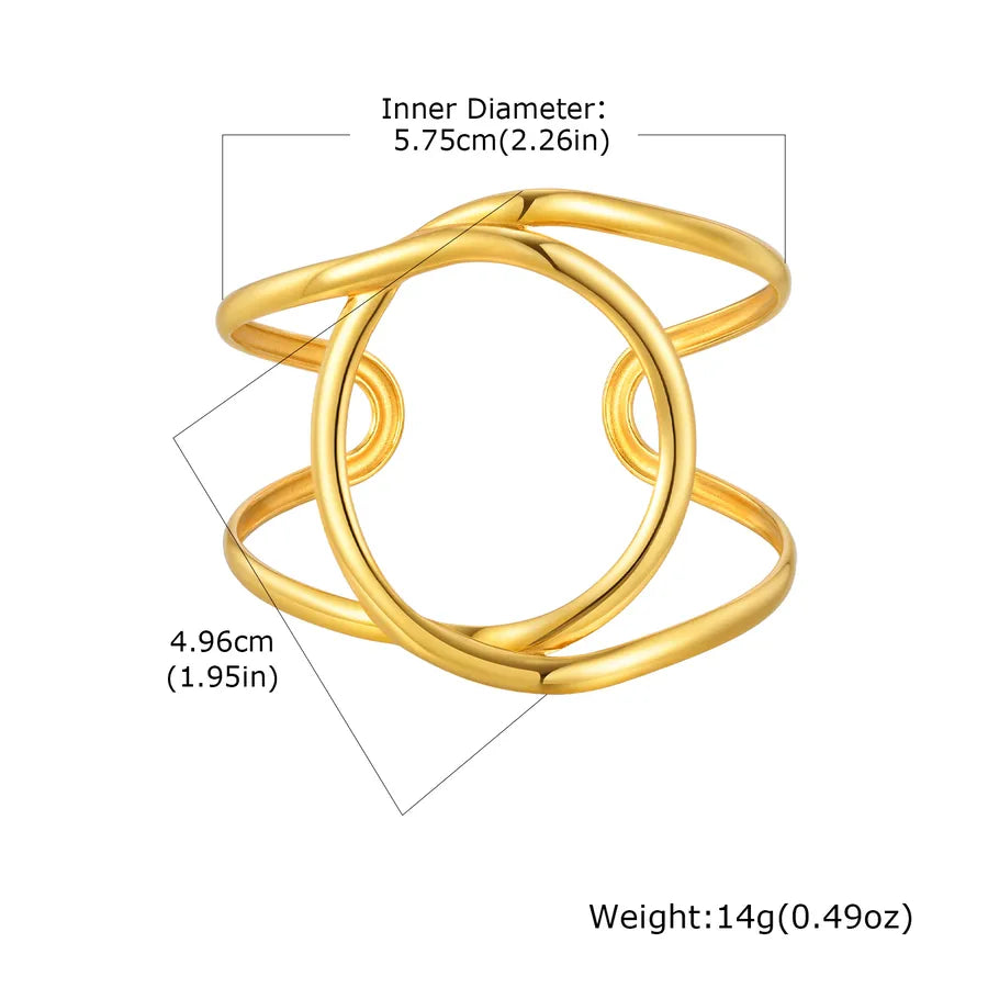 Gold Plated Geometric Stainless Steel Bangle Gold B-718G