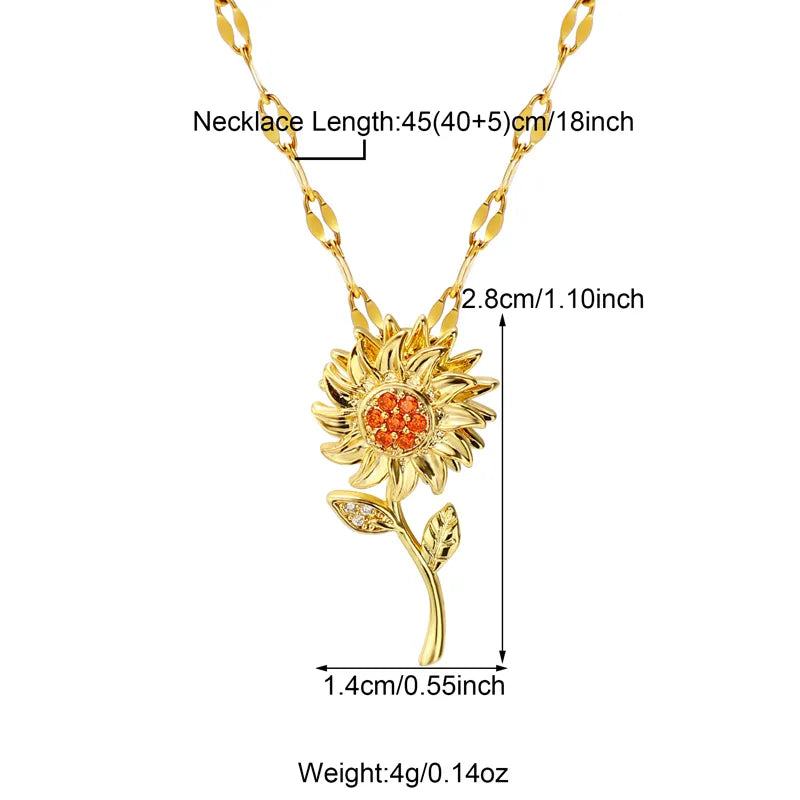 Rotating Sunflower Pendant Necklace N05628G