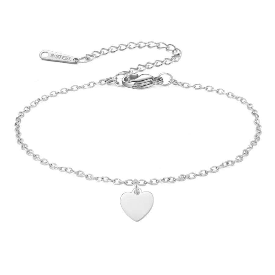 Minimalist Gold Cross Heart Bracelet Steel Color Heart-Cross Chain