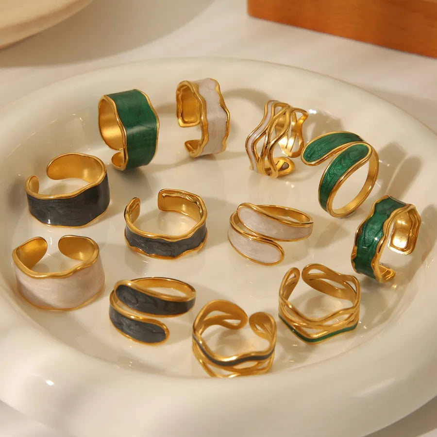 Retro Irregular Gold Stainless Steel Ring