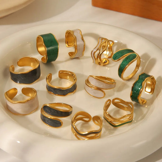 Retro Irregular Gold Stainless Steel Ring