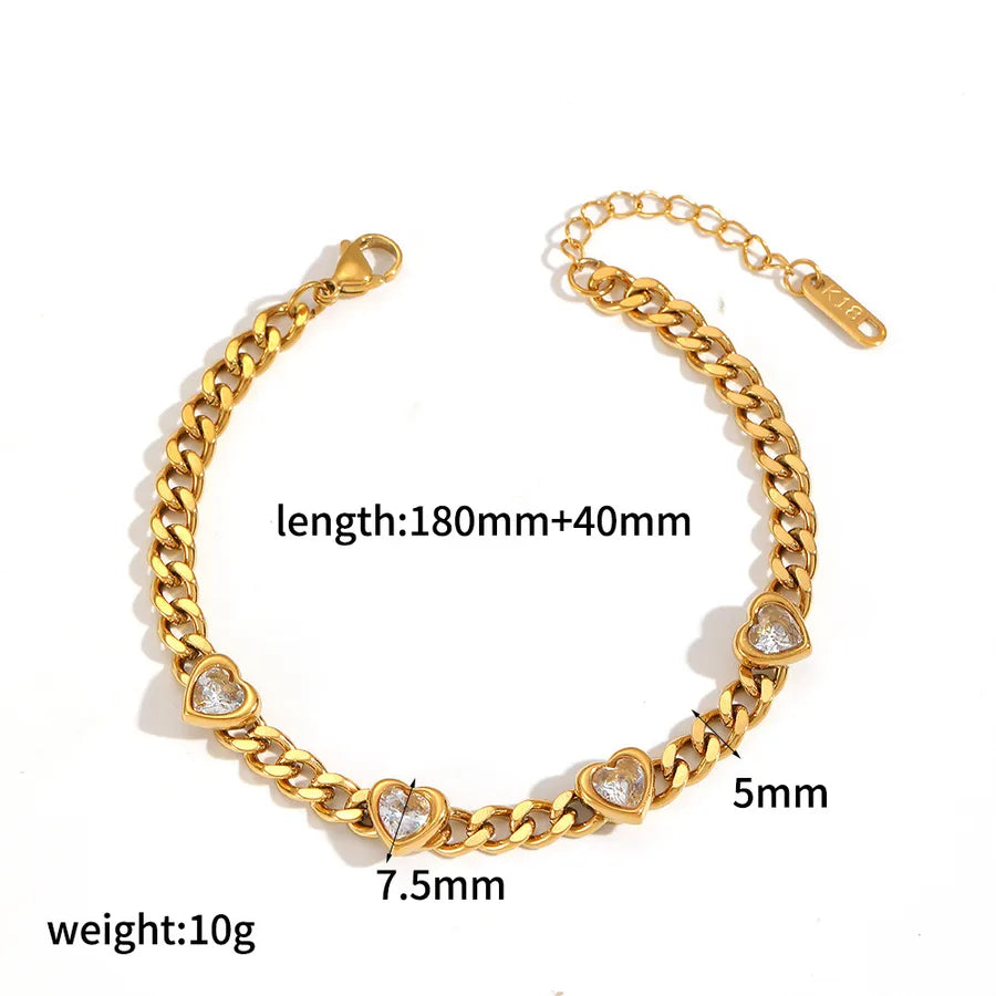 Heart-Shaped Zirconia Tennis Bracelet for Women