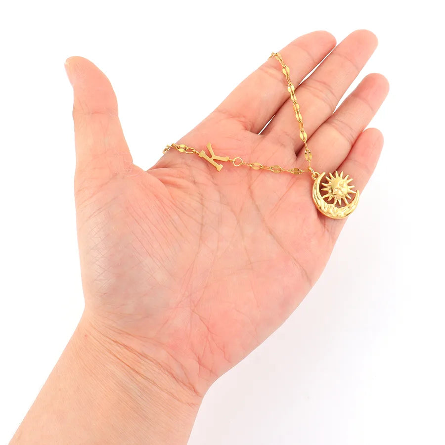 18K Gold Plated Sun & Moon Pendant Necklace