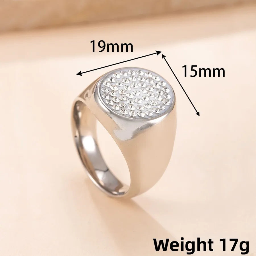 Gold Geometric Titanium Steel Ring 9 Steel Color-oval Shape