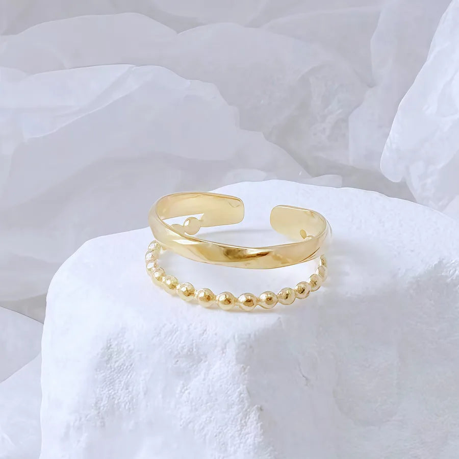 Gold Bamboo Titanium Steel Open Ring Adjustable Opening Golden Hydraulic J11