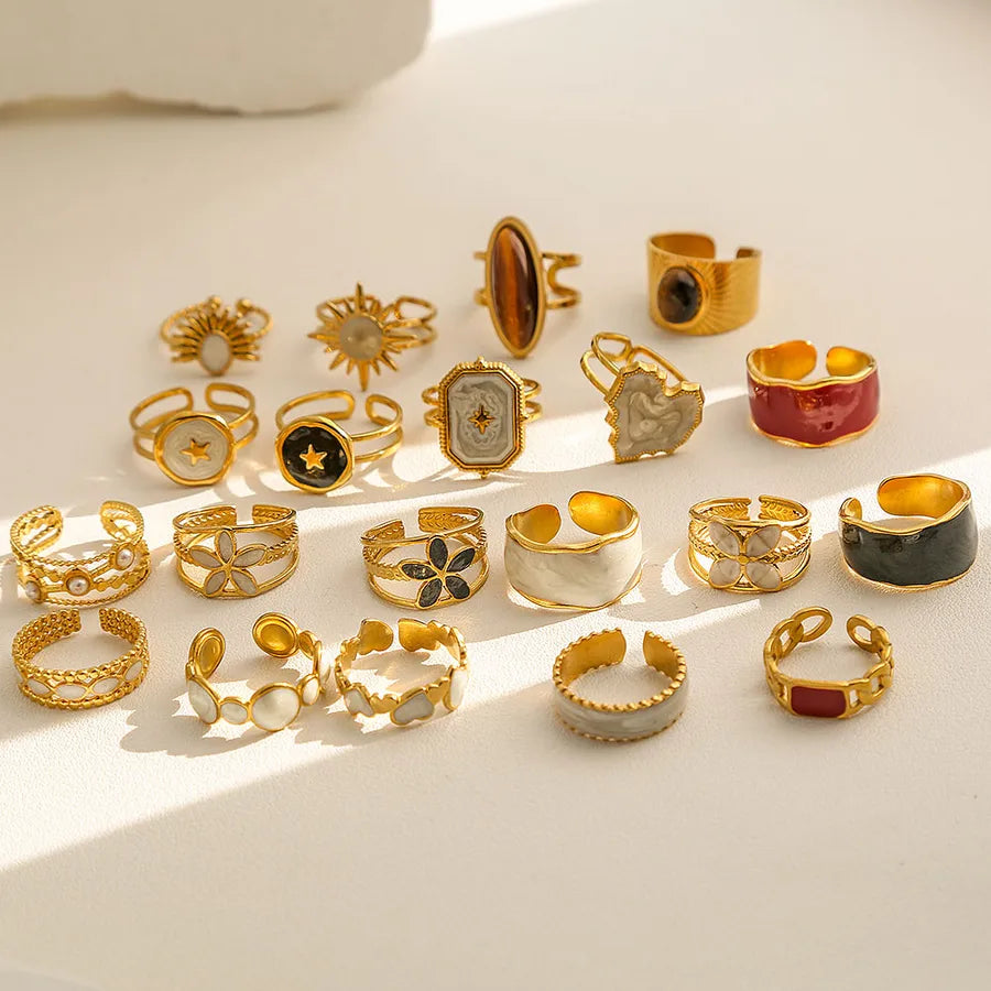 French Vintage Open Ring in Gold Stainless Steel