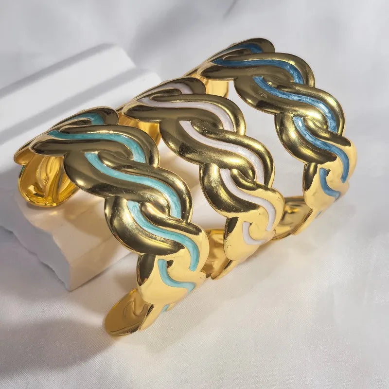 Gold Wave Stainless Steel Bangle