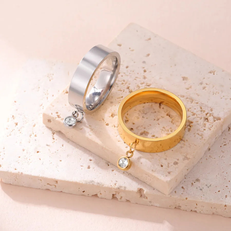 18K Gold Plated Stainless Steel Diamond Ring