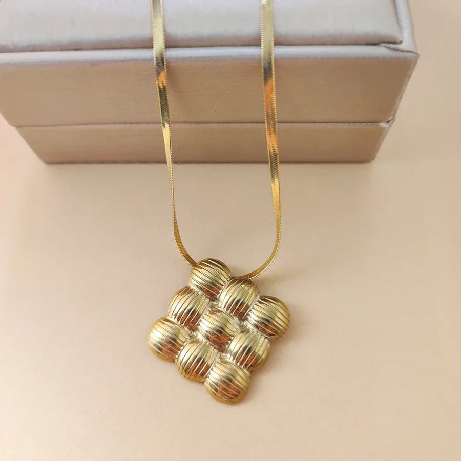Gold Square Pendant Necklace for Women