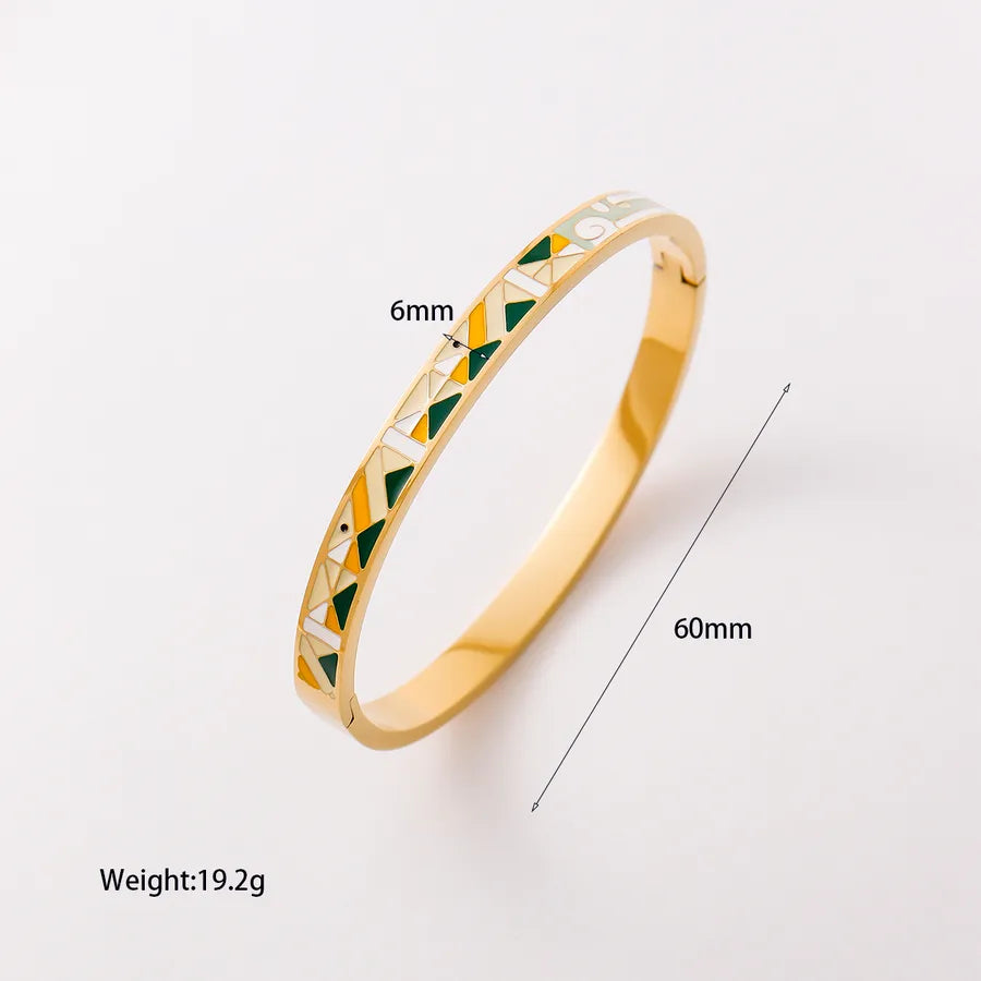 Abstract Geometric 18K Gold Titanium Bracelet YM4174