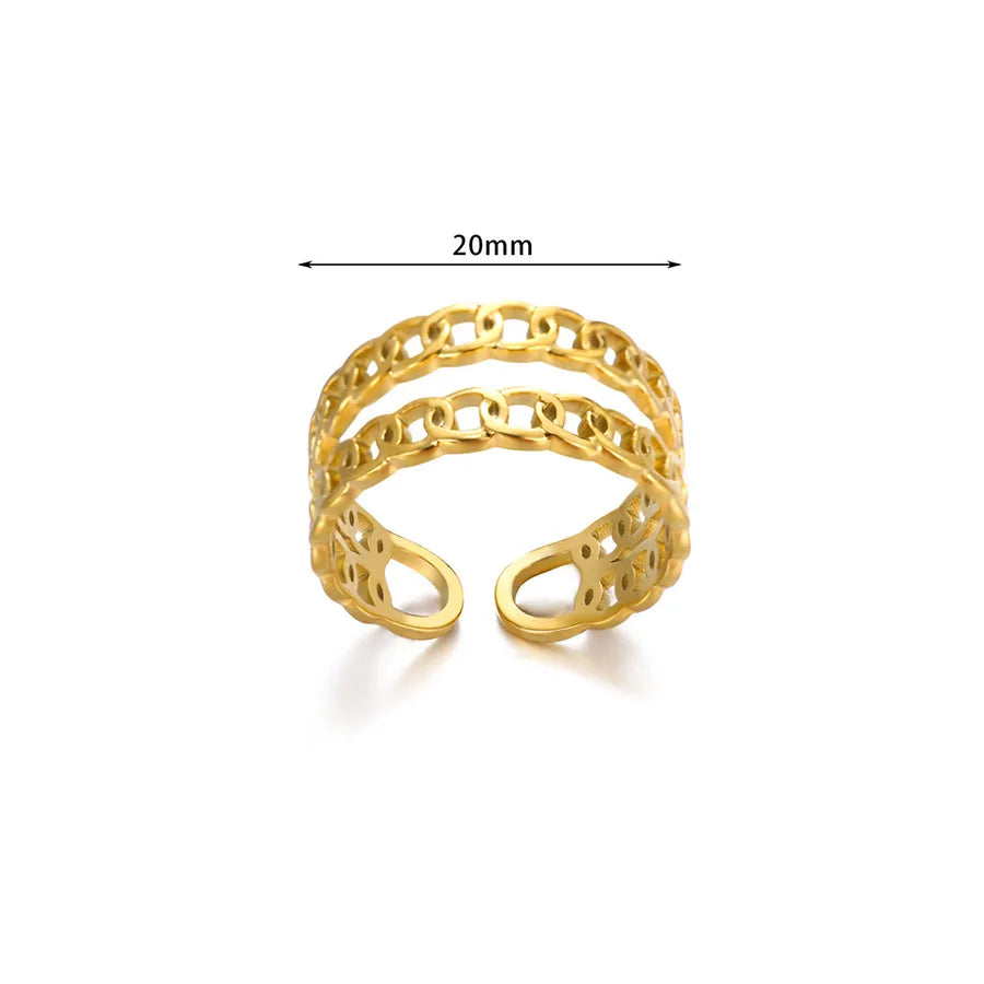 18K Gold Plated Chain Pattern Open Ring 1