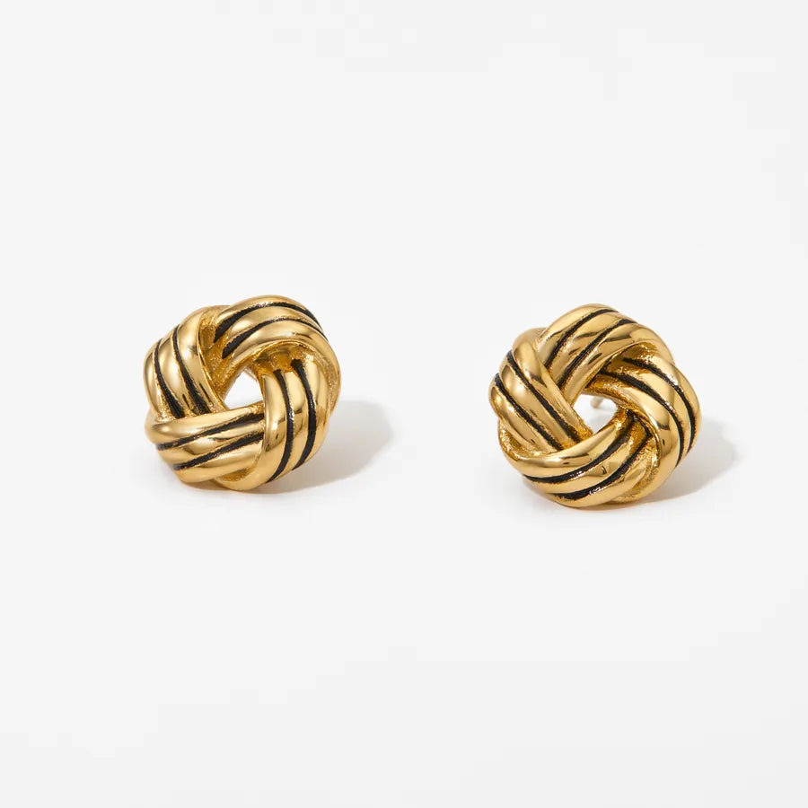 French Retro Twist Knot Stainless Steel Earrings