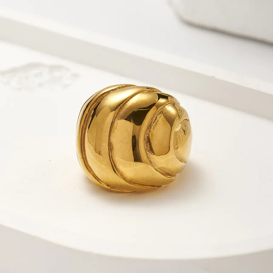 Gold Plated Stainless Steel Grid Ring