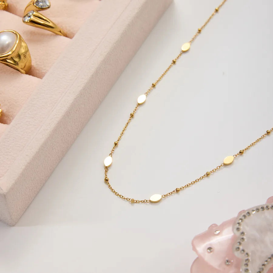 18K Gold PVD Oval Stainless Steel Necklace