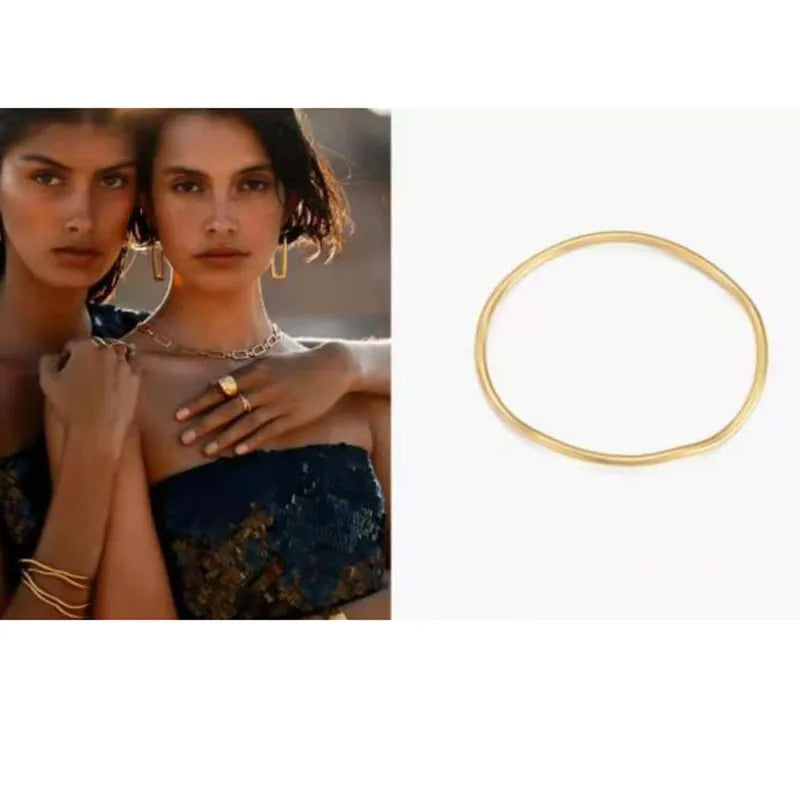 18K Gold Plated Titanium Steel Geometric Bangle