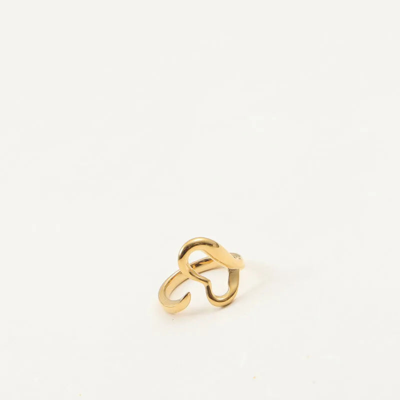 18K Gold Plated Hollow Heart Stainless Steel Ring