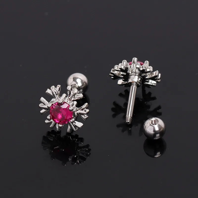 Sweet Pink Diamond Stainless Steel Stud Earrings