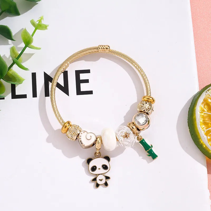Cute Panda Charm Stainless Steel Bracelet #1