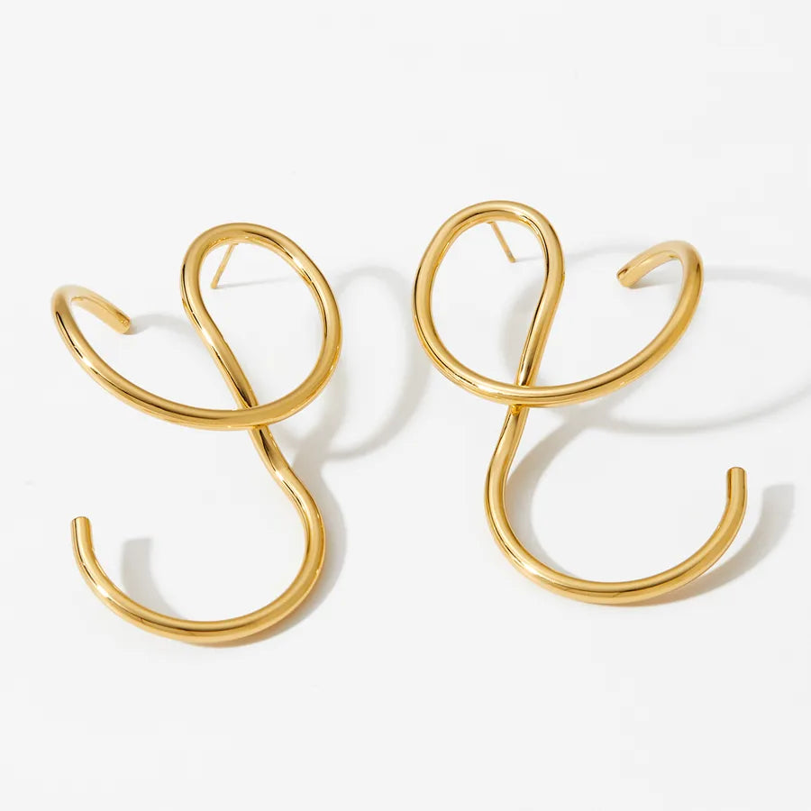 Asymmetric Gold-Plated Stainless Steel Earrings