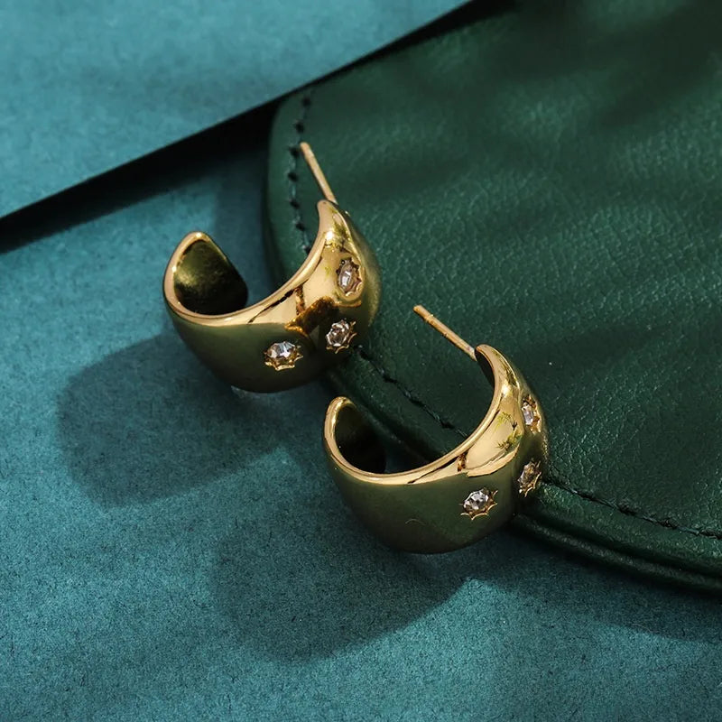 Bold Titanium Steel Large Hoop Earrings ES001