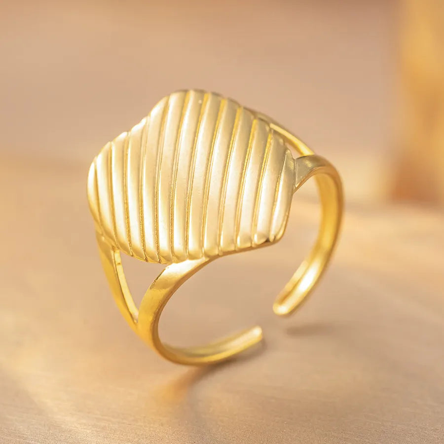 18K Gold Titanium Steel Geometric Open Ring K291 Gold Ring Adjustable
