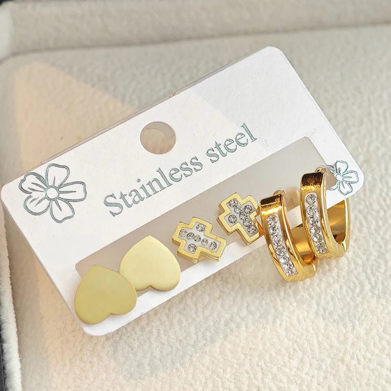 Elegant Cross Heart Hoop Earrings