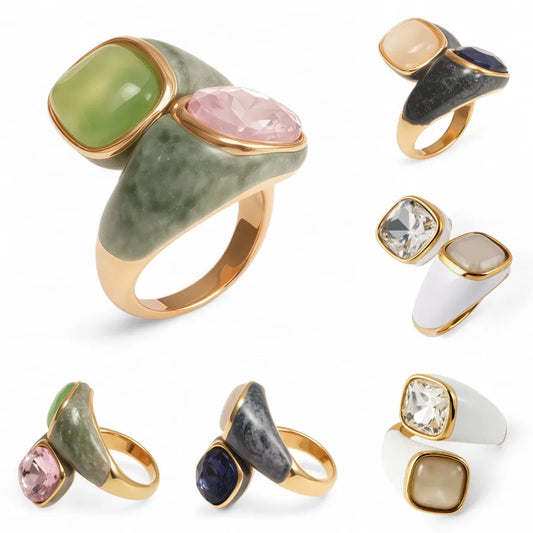 Heart-Shaped Stainless Steel Cat Eye Ring