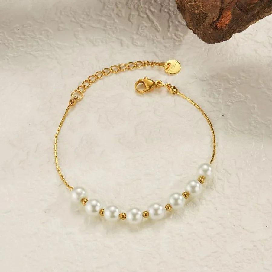 Gold Plated Pearl Beaded Bracelet for Women