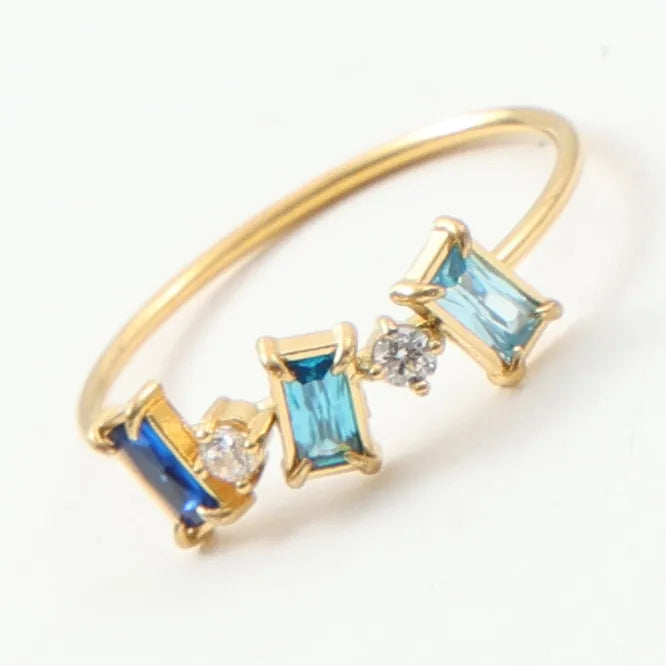 18K Gold Plated Titanium Steel Geometric Ring A Type Gold Number 8 A1528