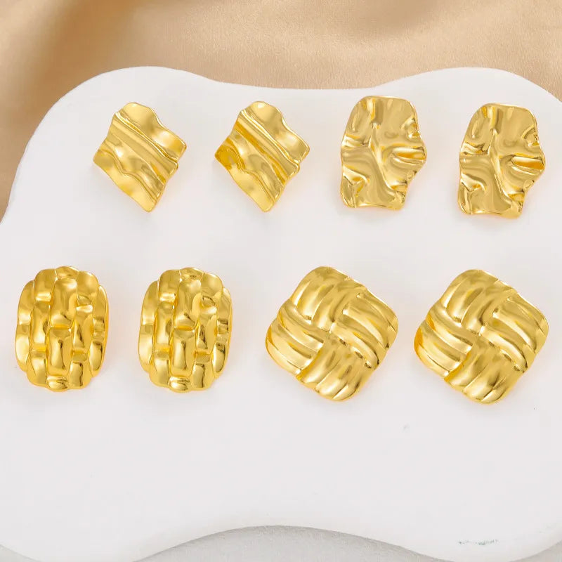 Gold U-Shaped Titanium Steel Earrings for Women