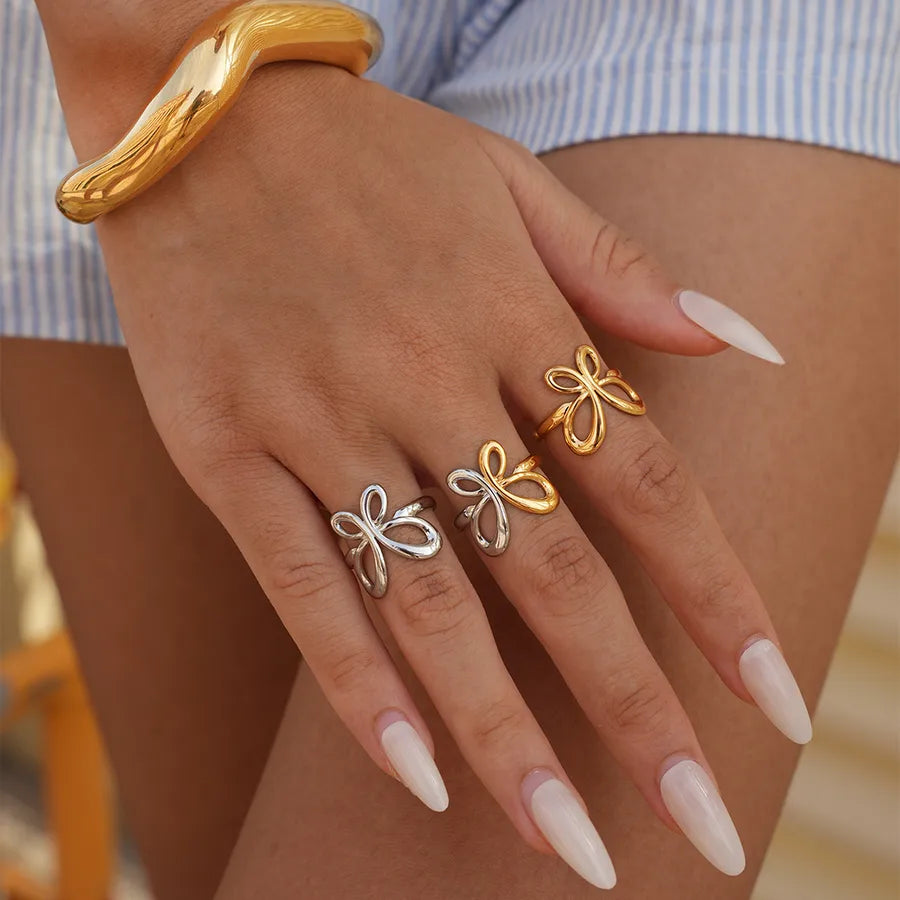 18K Gold Plated Butterfly Adjustable Ring