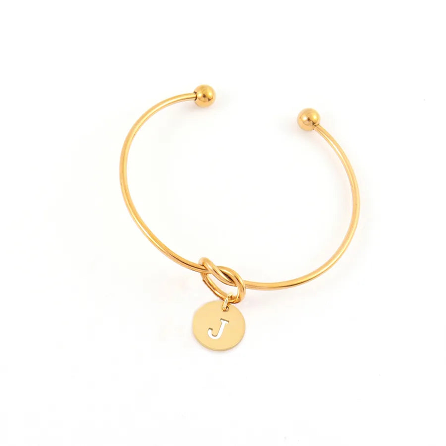 Gold Plated Stainless Steel Initial Heart Bracelet Gold j