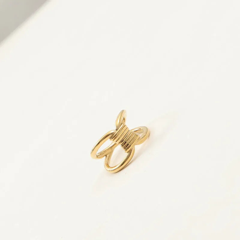 18K Gold Plated Woven Titanium Steel Ring Gold