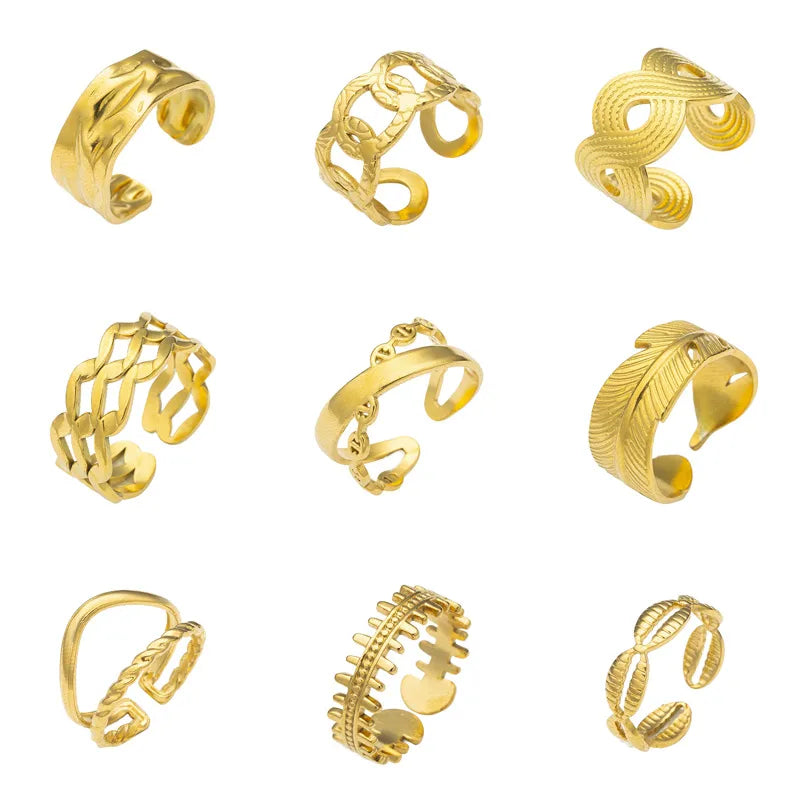 Geometric Titanium Steel Open Ring