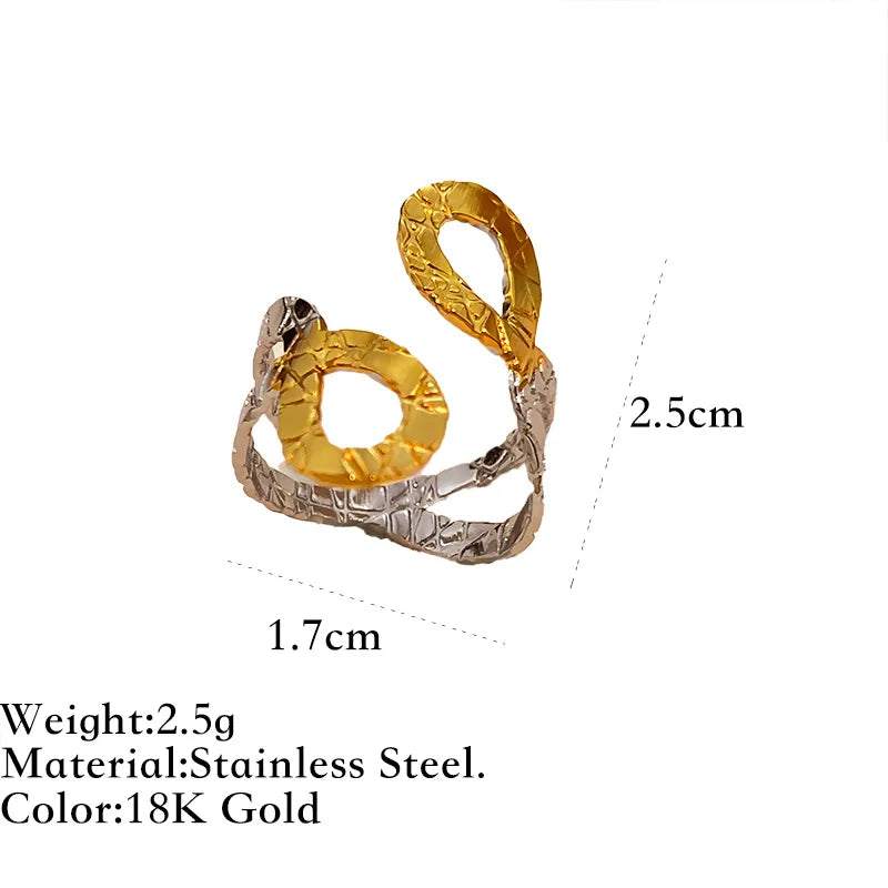 Gold & Silver Hollow Stainless Steel Ring Gold and Silver Color Matching JZ-YS538-5