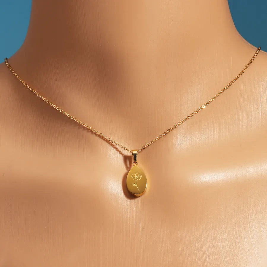 Gold Waterdrop Rose Pendant Necklace