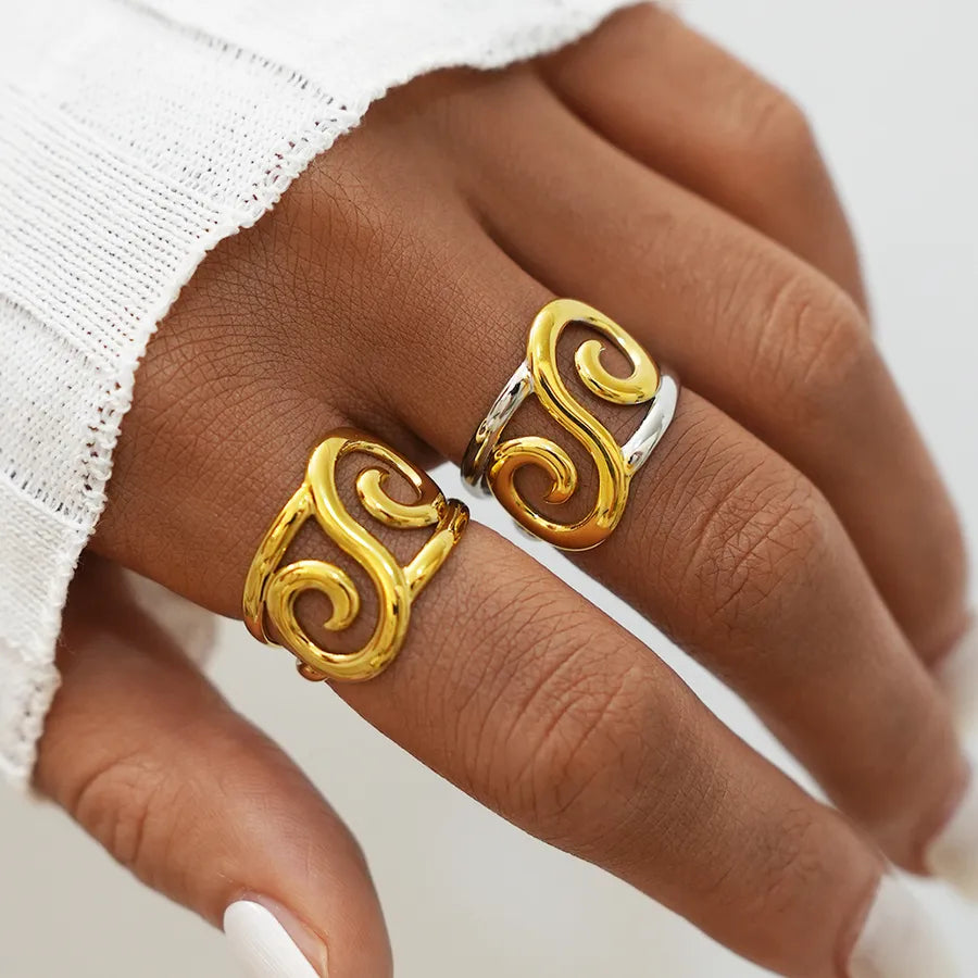 18K Gold Plated Stainless Steel Adjustable Ring