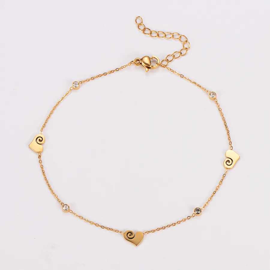 Gold Heart Cloud Stainless Steel Anklet