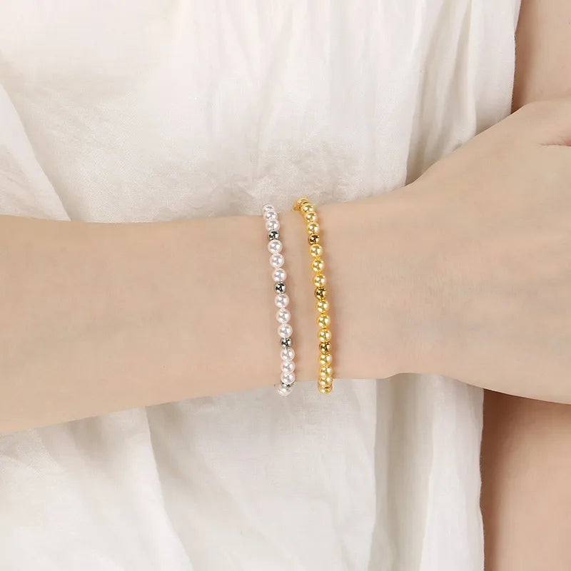 Gold Beaded Shell Bracelet for Women