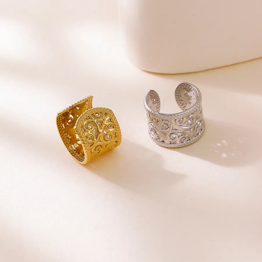 18K Gold Plated Geometric Open Ring for Women